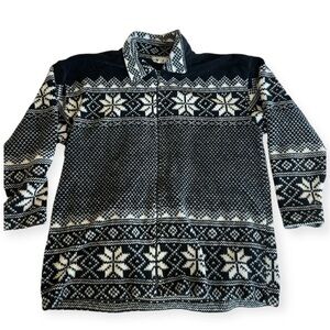 V SPORT Vintage 90s Fuzzy Snowflake Fair Isle FJacket Size L USA